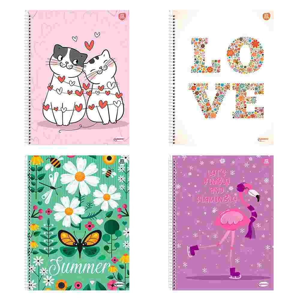 CADERNO 10X1 CAPA DURA KBOM FEMININO